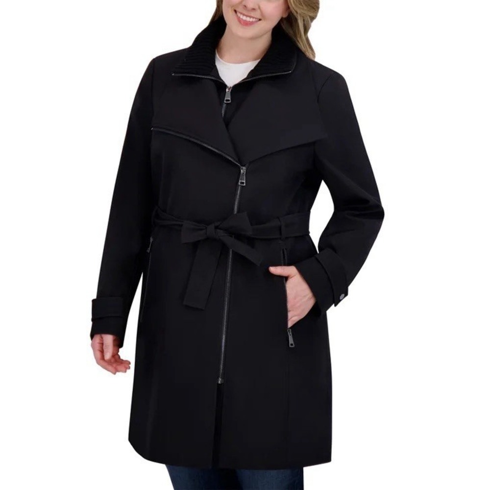Halston Women's Trench Coat, Black, Size M - Picture 8 of 11